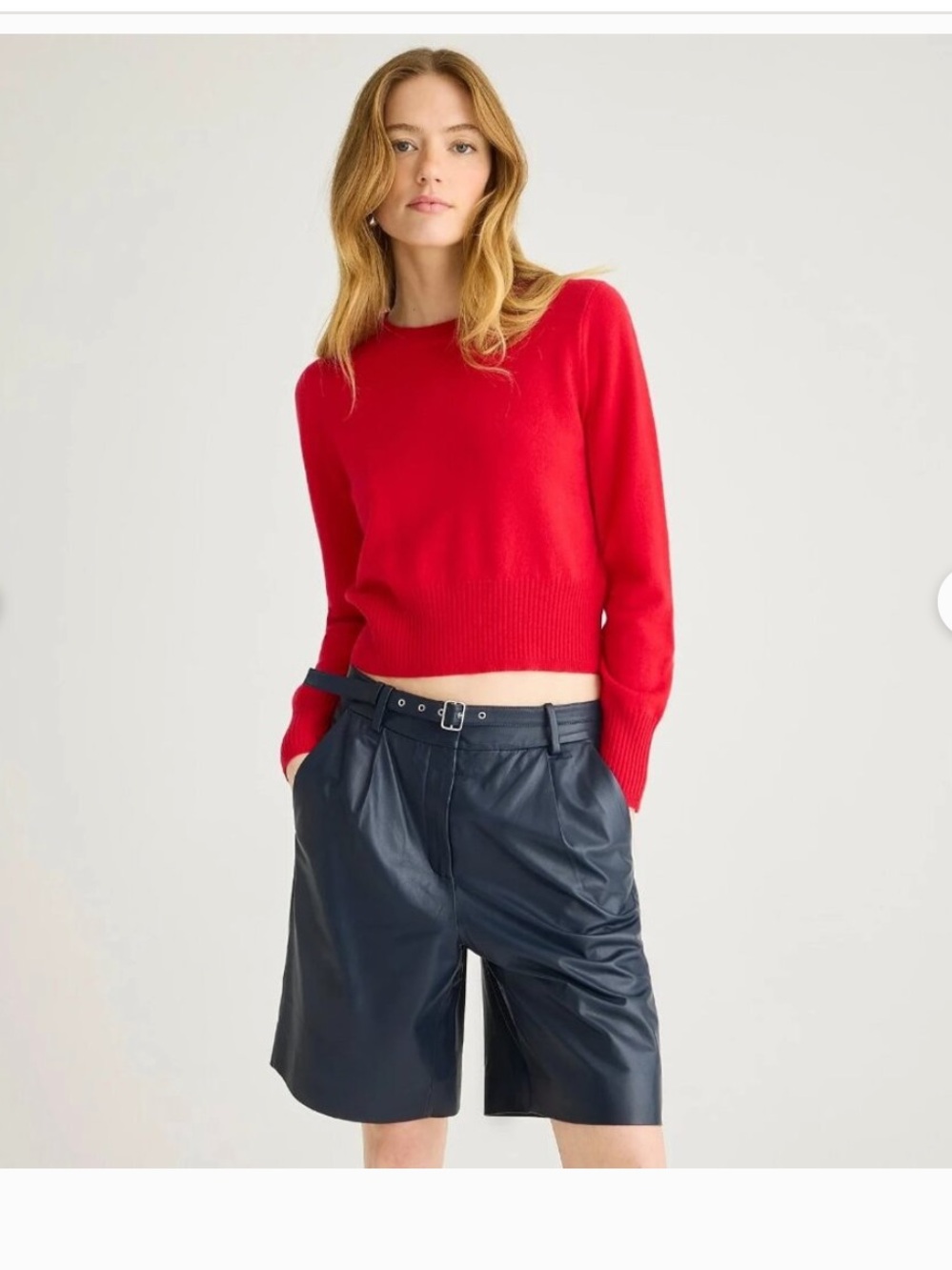 J.Crew Cashmere Cropped Crewneck Sweater in Classic Red Pullover XS retail $148